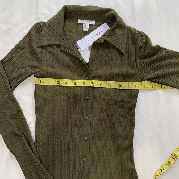 Top Shop Midi Dress Cardigan Style Button Down Ribbed Green NWOT - Picture 10 of 10